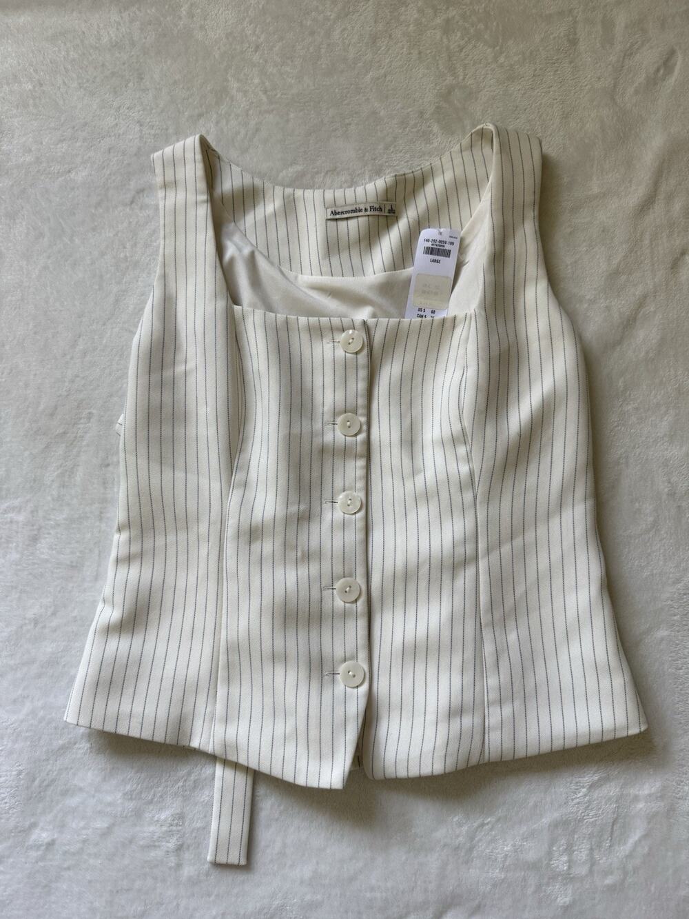 Abercrombie & Fitch Pinstripe Feminine Lined Vest Cinched Top Size Large NWT